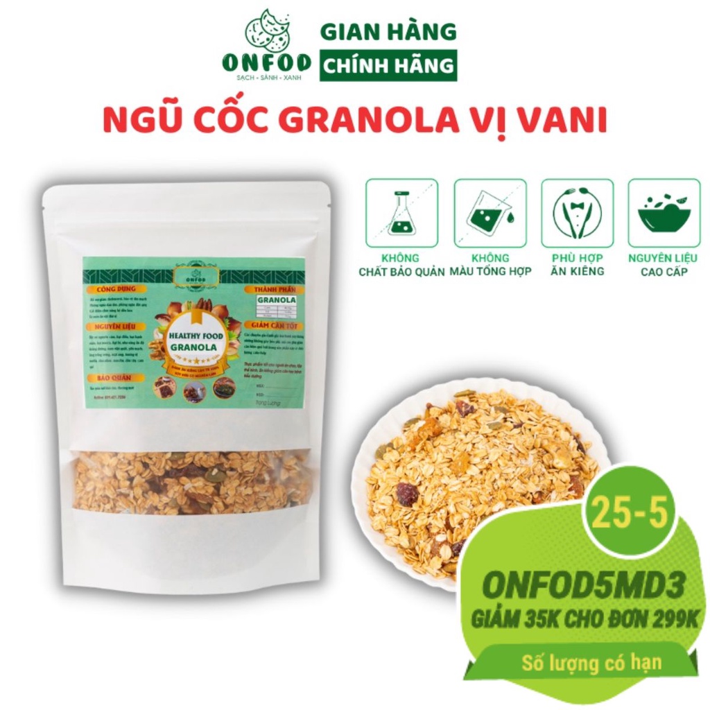 [🛒🇻🇳]Ngũ cốc granola siêu hạt ONFOD vị vani dành cho người ăn kiêng, giảm cân, tiểu đường 250g 500g – ONFOD , SKU – s11370111942 – vinmart.co 🇻🇳🛒Top1Shop🛒 🇻🇳Top1Vietnam🇻🇳 🛍🛒🇻🇳