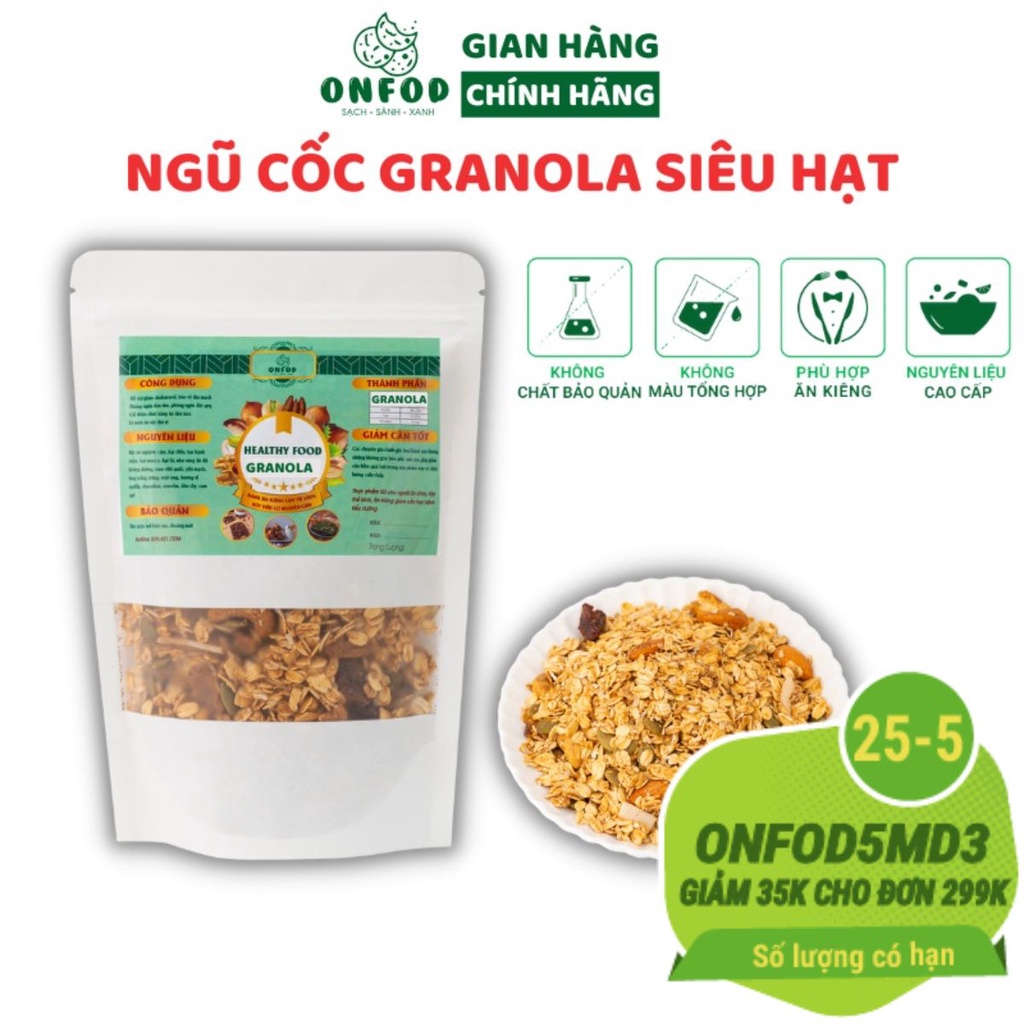 [🛒🇻🇳]Ngũ cốc granola siêu hạt ONFOD dành cho người tiểu đường, ăn kiêng, giảm cân, gym, yoga 250g 500g – ONFOD , SKU – s12547156032 – vinmart.co 🇻🇳🛒Top1Shop🛒 🇻🇳Top1Vietnam🇻🇳 🛍🛒🇻🇳
