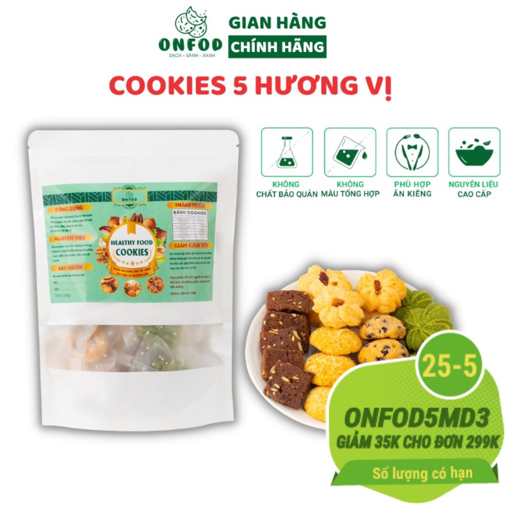 [🛒🇻🇳]Bánh ăn kiêng giảm cân cookies ONFOD mix 5 vị dành cho người tiểu đường, gym, yoga, eat clean 250g 500g – ONFOD , SKU – s13143517115 – vinmart.co 🇻🇳🛒Top1Shop🛒 🇻🇳Top1Vietnam🇻🇳 🛍🛒🇻🇳