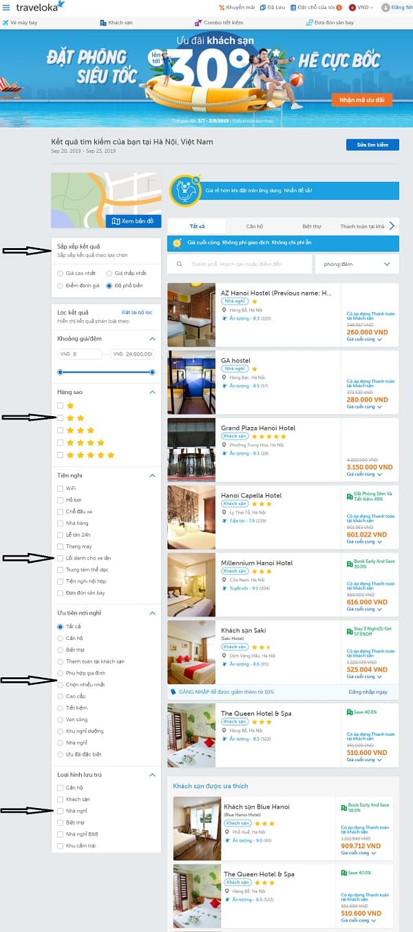 Cách đặt phòng khách sạn trên Traveloka