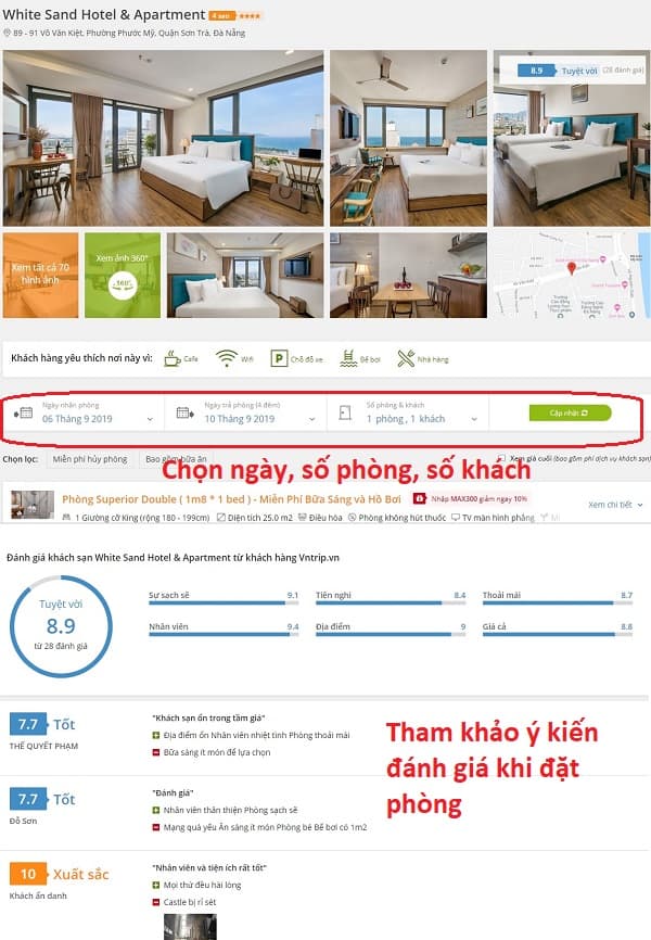 Hướng dẫn cách đặt phòng khách sạn qua Vntrip