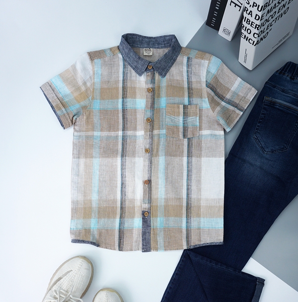 [🛒🇻🇳]Sơ mi ngắn caro linen viền lai AT020 – Vàng – B2KID , SKU – AT020R81056-VNG – b2kid.com 🇻🇳🛒Top1Shop🛒 🇻🇳Top1Vietnam🇻🇳 🛍🛒🇻🇳