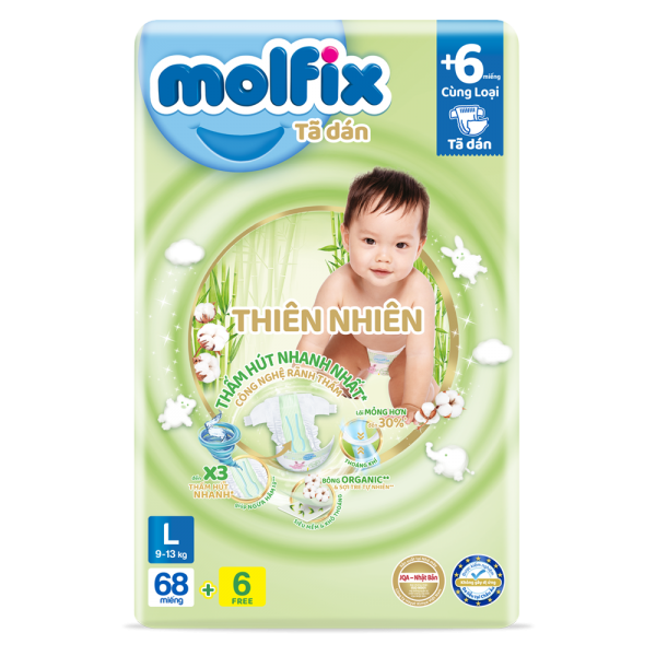 [🛒🇻🇳]Bỉm tã dán Molfix Thiên Nhiên (L, 9-13kg, 68 miếng) (giao bao bì ngẫu nhiên) – Molfix , SKU – 2278000000021 – concung.com 🇻🇳🛒Top1Shop🛒 🇻🇳Top1Vietnam🇻🇳 🛍🛒🇻🇳