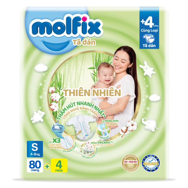 [🛒🇻🇳]Bỉm tã dán Molfix Thiên nhiên (S, 4-8kg, 80 miếng) (giao bao bì ngẫu nhiên) – Molfix , SKU – 2278000000024 – concung.com 🇻🇳🛒Top1Shop🛒 🇻🇳Top1Vietnam🇻🇳 🛍🛒🇻🇳