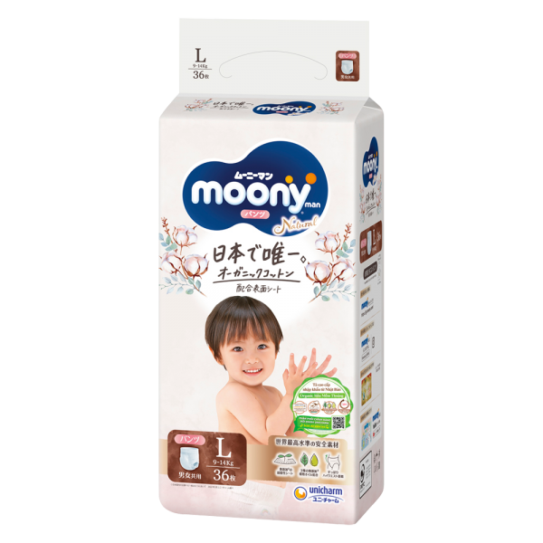 [🛒🇻🇳]Bỉm tã quần Moony Natural size L 36 miếng (9-14kg) (giao bao bì ngẫu nhiên) – Moony Natural , SKU – 2287000000002 – concung.com 🇻🇳🛒Top1Shop🛒 🇻🇳Top1Vietnam🇻🇳 🛍🛒🇻🇳