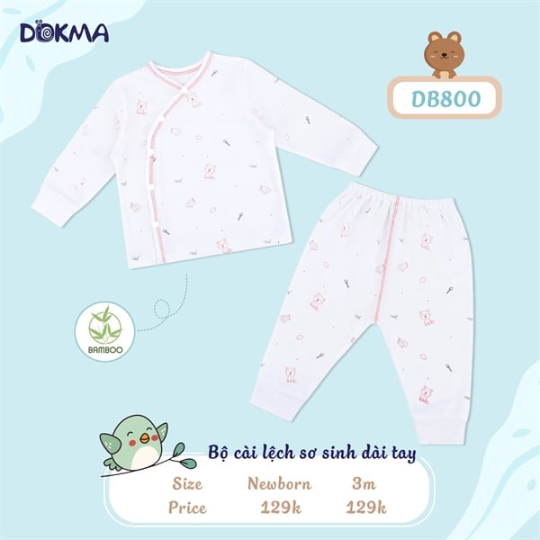 [🛒🇻🇳]Bộ sơ sinh dài tay cài lệch DB800 Dokma Trắng hồng size NB – Khác , SKU – – bebubam.vn 🇻🇳🛒Top1Shop🛒 🇻🇳Top1Vietnam🇻🇳 🛍🛒🇻🇳