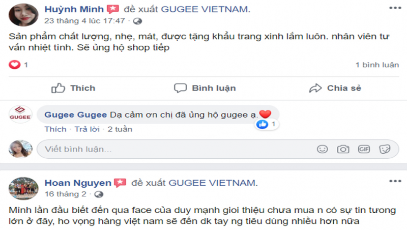 Khách hàng nói về thương hiệu Gugee