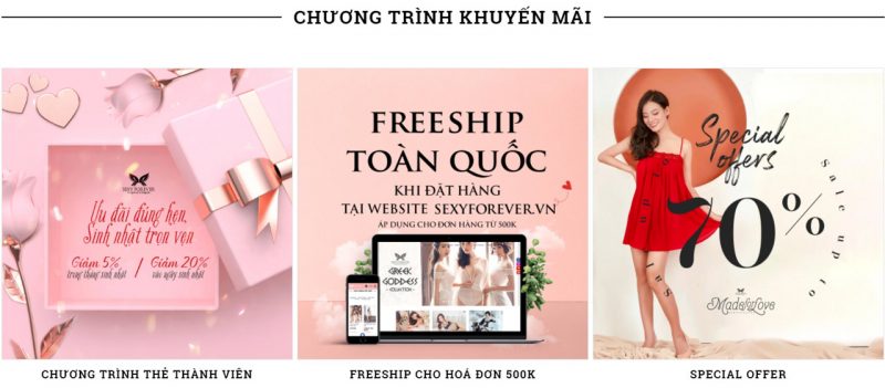 Nhiều chương trình khuyến mãi tại Sexy Forever diển ra thường xuyên