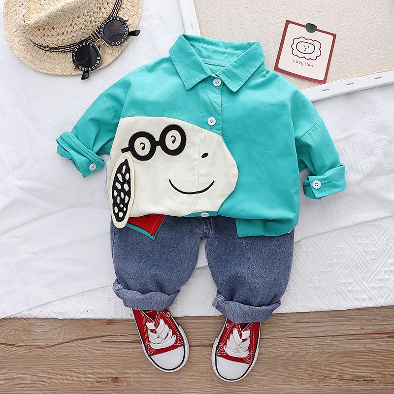 [🛒🇻🇳]ST503 – Set Áo Sơ Mi Và Quần Jean Bé Trai Hoạ Tiết Cún – Màu Xanh Ngọc – Tohoo , SKU – ST503 – moby.com.vn 🇻🇳🛒Top1Shop🛒 🇻🇳Top1Vietnam🇻🇳 🛍🛒🇻🇳