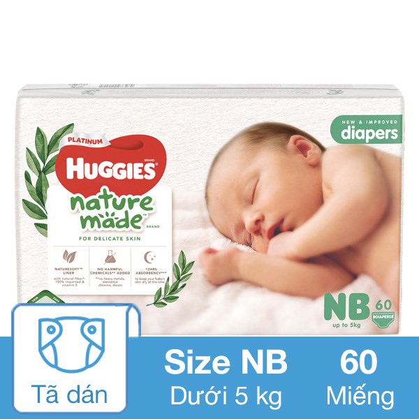 [🛒🇻🇳]Tã dán Huggies Platinum nature made siêu cao cấp size NB 60 miếng (Dưới 5 kg) – Huggies , SKU – 260211 – avakids.com 🇻🇳🛒Top1Shop🛒 🇻🇳Top1Vietnam🇻🇳 🛍🛒🇻🇳