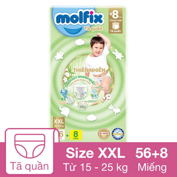 [🛒🇻🇳]Tã quần Molfix thiên nhiên size XXL 56 + 8 miếng (15 – 25 kg) – Giao bao bì ngẫu nhiên – Molfix , SKU – 263052 – avakids.com 🇻🇳🛒Top1Shop🛒 🇻🇳Top1Vietnam🇻🇳 🛍🛒🇻🇳