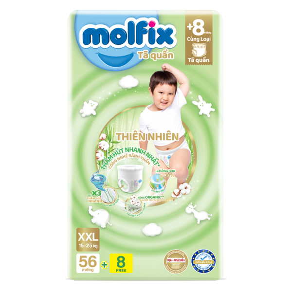 [🛒🇻🇳]Tã quần Molfix Thiên Nhiên (XXL, 15 – 25kg, 56 miếng) (giao bao bì ngẫu nhiên) – Molfix , SKU – 2278000000029 – concung.com 🇻🇳🛒Top1Shop🛒 🇻🇳Top1Vietnam🇻🇳 🛍🛒🇻🇳
