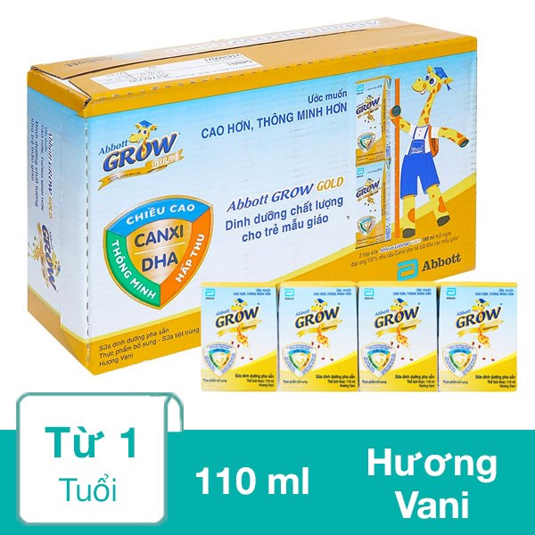 [🛒🇻🇳]Thùng 48 hộp sữa pha sẵn Abbott Grow Gold hương vani 110 ml (từ 1 tuổi) – Abbott Grow , SKU – 214609 – avakids.com 🇻🇳🛒Top1Shop🛒 🇻🇳Top1Vietnam🇻🇳 🛍🛒🇻🇳