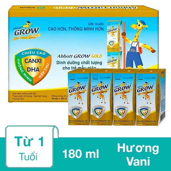[🛒🇻🇳]Thùng 48 hộp sữa pha sẵn Abbott Grow Gold hương vani 180 ml (từ 1 tuổi) – Abbott Grow , SKU – 85882 – avakids.com 🇻🇳🛒Top1Shop🛒 🇻🇳Top1Vietnam🇻🇳 🛍🛒🇻🇳