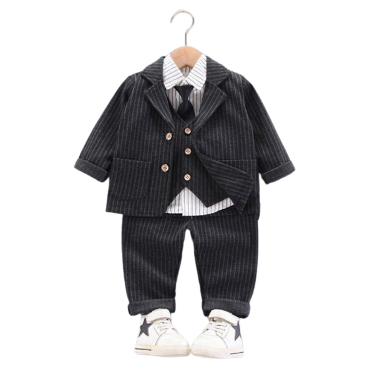 [🛒🇻🇳]V513 – Set Đồ Vest Bé Trai Caro Kèm Áo Gile Và Cà Vạt – Màu Đen – Tohoo , SKU – V513 – moby.com.vn 🇻🇳🛒Top1Shop🛒 🇻🇳Top1Vietnam🇻🇳 🛍🛒🇻🇳