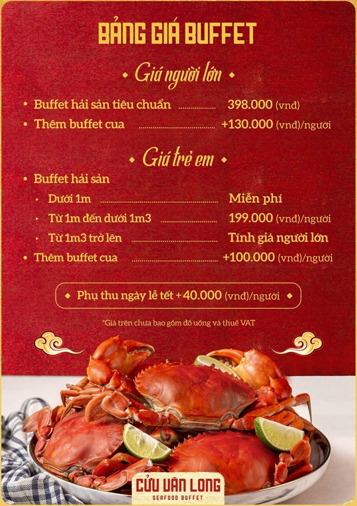 Nhà hàng buffet hải sản Hà Nội. Buffet Hải Sản Cửu Vân Long