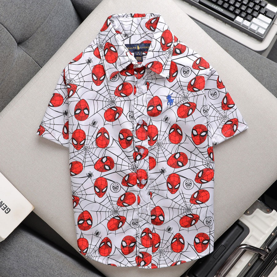 [🛒🇻🇳][13kg-50kg] Sơ mi tay ngắn đẹp xuất sắc cho bé hàng may lên từ vải xuất dư màu trắng Spiderman – Ralph Lauren , SKU – SM133-3 – besanhdieu.com 🇻🇳🛒Top1Shop🛒 🇻🇳Top1Vietnam🇻🇳 🛍🛒🇻🇳