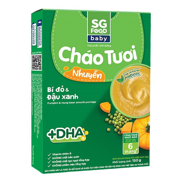 [🛒🇻🇳]Cháo tươi nhuyễn SG Food Baby vị bí đỏ, đậu xanh gói 150g (từ 6 tháng) – SG Food , SKU – 304033 – avakids.com 🇻🇳🛒Top1Shop🛒 🇻🇳Top1Vietnam🇻🇳 🛍🛒🇻🇳