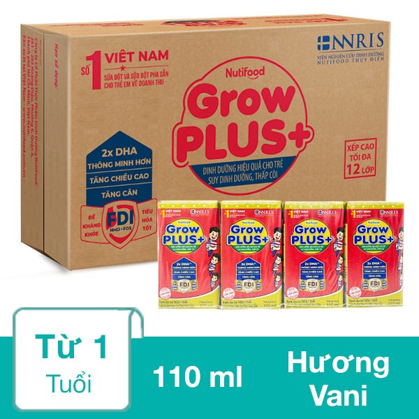 [🛒🇻🇳]Thùng 48 hộp sữa pha sẵn Nutifood GrowPLUS+ đỏ hương vani 110 ml cho trẻ suy dinh dưỡng, thấp còi (từ 1 tuổi) – Nutifood , SKU – 85531 – avakids.com 🇻🇳🛒Top1Shop🛒 🇻🇳Top1Vietnam🇻🇳 🛍🛒🇻🇳