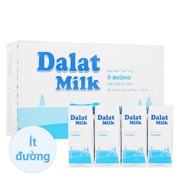 [🛒🇻🇳]Thùng 48 hộp sữa tươi tiệt trùng Dalat Milk ít đường 180 ml (từ 1 tuổi) – Dalat Milk , SKU – 223740 – avakids.com 🇻🇳🛒Top1Shop🛒 🇻🇳Top1Vietnam🇻🇳 🛍🛒🇻🇳