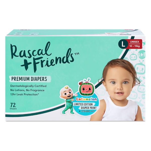 [🛒🇻🇳]Thùng Tã dán Rascal + Friends Cocomelon (L,10-15kg, 72 miếng) kèm sticker ngẫu nhiên – Rascal + Friends , SKU – 4412000000006 – concung.com 🇻🇳🛒Top1Shop🛒 🇻🇳Top1Vietnam🇻🇳 🛍🛒🇻🇳