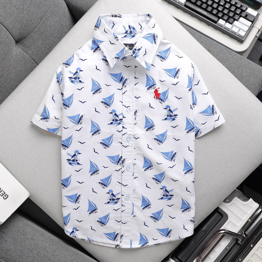 [🛒🇻🇳][13kg-37kg] Sơ mi tay ngắn đẹp xuất sắc cho bé hàng may lên từ vải xuất dư màu trắng in thuyền – Ralph Lauren , SKU – SM133-T – besanhdieu.com 🇻🇳🛒Top1Shop🛒 🇻🇳Top1Vietnam🇻🇳 🛍🛒🇻🇳