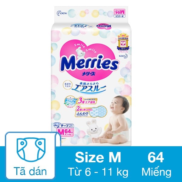 [🛒🇻🇳]Tã dán Merries size M 64 miếng (6 – 11 kg) – Merries , SKU – 237517 – avakids.com 🇻🇳🛒Top1Shop🛒 🇻🇳Top1Vietnam🇻🇳 🛍🛒🇻🇳
