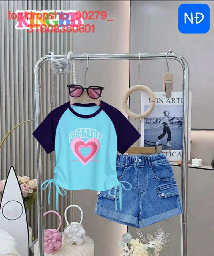 [🆕🇻🇳] Phân Phối – Bán Buôn – Bán Sỉ Vkids 😎❤️️⭐️ – ☘️Buôn_sỉ_SG☘️ Bộ bé gái, quần sọt lưng tây chất rin, áo thun cotton 4c cao …