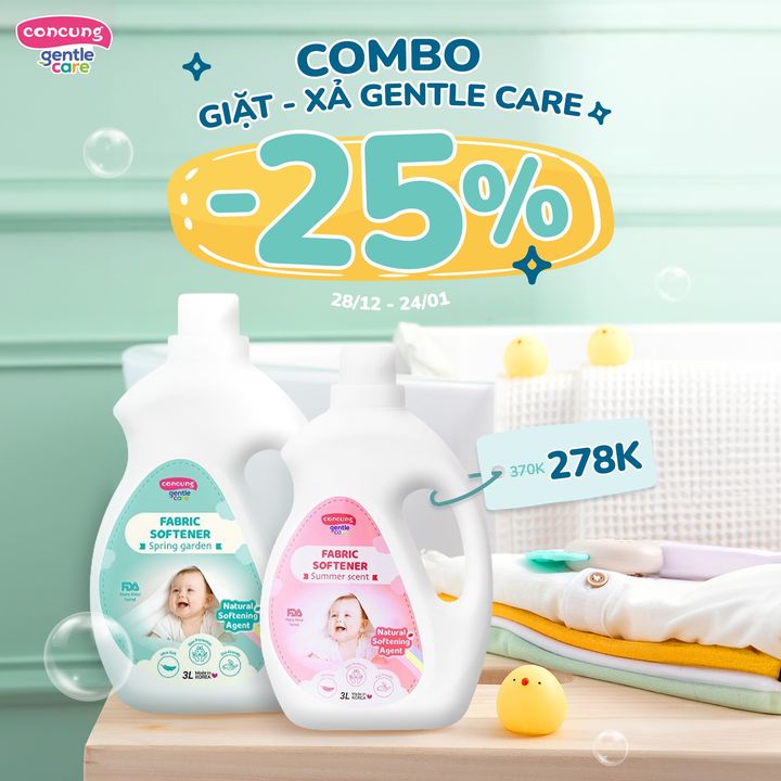[👶🇻🇳] Con Cưng – Mang đến những sản phẩm tốt nhất cho trẻ em Việt Nam 😎❤️️⭐️ – 🌈 GIẢM 25% CHỈ CÒN 278K COMBO GIẶT – XẢ GENTLE CARE💦 Nước giặt sạch khuẩn …