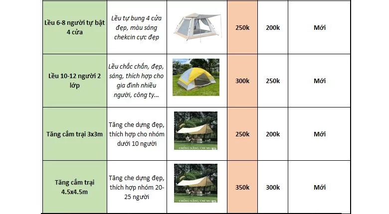 Thuê lều cắm trại ở đâu Hà Nội đẹp, chất lượng, giá rẻ nhất. Hà Nội Camp