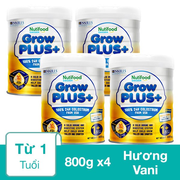 [🛒🇻🇳]Combo 4 hộp sữa bột Nutifood GrowPLUS+ vàng (sữa non) hương vani 800g (từ 1 tuổi) – Nutifood , SKU – 312935 – avakids.com 🇻🇳🛒Top1Shop🛒 🇻🇳Top1Vietnam🇻🇳 🛍🛒🇻🇳