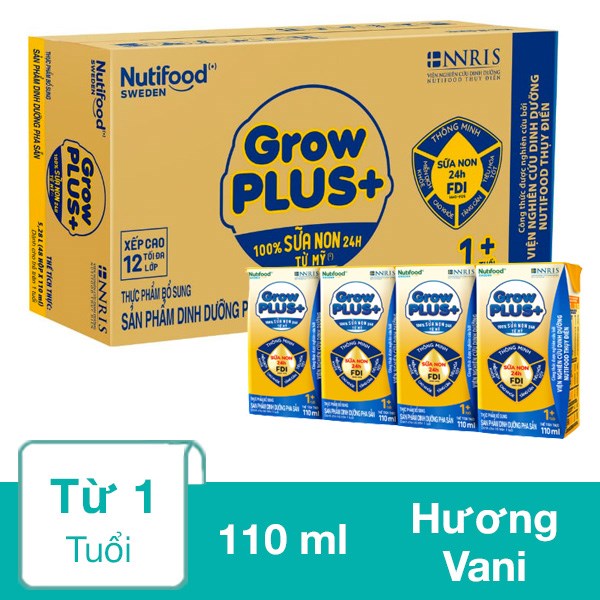 [🛒🇻🇳]Thùng 48 hộp sữa non pha sẵn Nutifood GrowPLUS+ vàng hương vani 110 ml (từ 1 tuổi) – Nutifood , SKU – 278708 – avakids.com 🇻🇳🛒Top1Shop🛒 🇻🇳Top1Vietnam🇻🇳 🛍🛒🇻🇳