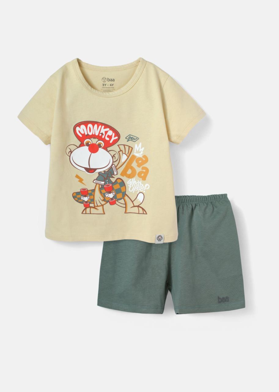 [🛒🇻🇳]Đồ Bộ Ngắn Tay Bé Trai Vàng Phối Xanh Rêu Bạn Khỉ – , SKU – – baababy.com.vn 🇻🇳🛒Top1Shop🛒 🇻🇳Top1Vietnam🇻🇳 🛍🛒🇻🇳
