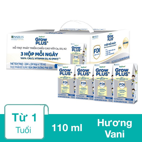 [🛒🇻🇳]Thùng 24 hộp sữa pha sẵn Nutifood GrowPLUS+ bạc hương vani 110 ml (từ 1 tuổi) – Nutifood , SKU – 321809 – avakids.com 🇻🇳🛒Top1Shop🛒 🇻🇳Top1Vietnam🇻🇳 🛍🛒🇻🇳
