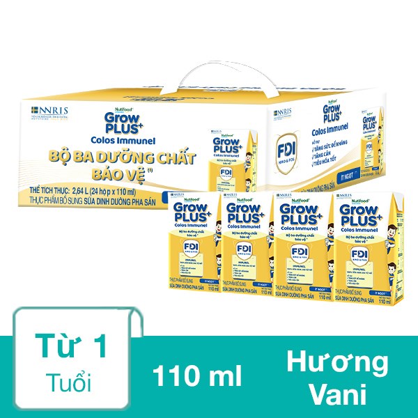[🛒🇻🇳]Thùng 24 hộp sữa pha sẵn Nutifood GrowPLUS+ Colos Immunel hương vani 110 ml (từ 1 tuổi) – Nutifood , SKU – 321807 – avakids.com 🇻🇳🛒Top1Shop🛒 🇻🇳Top1Vietnam🇻🇳 🛍🛒🇻🇳