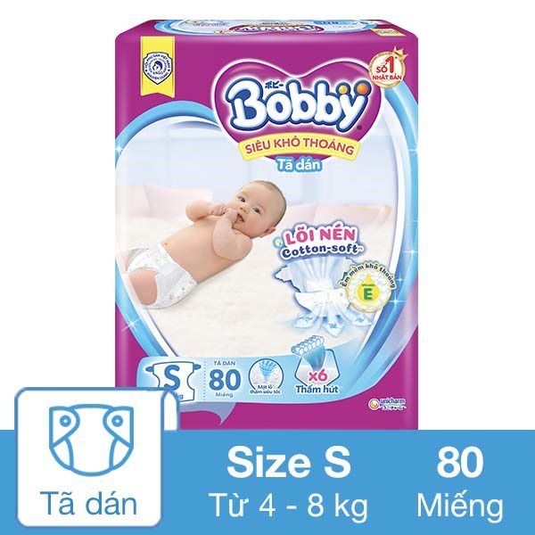 [🛒🇻🇳]Tã dán Bobby size S 80 miếng (4 – 8 kg) – Bobby , SKU – 229292 – avakids.com 🇻🇳🛒Top1Shop🛒 🇻🇳Top1Vietnam🇻🇳 🛍🛒🇻🇳