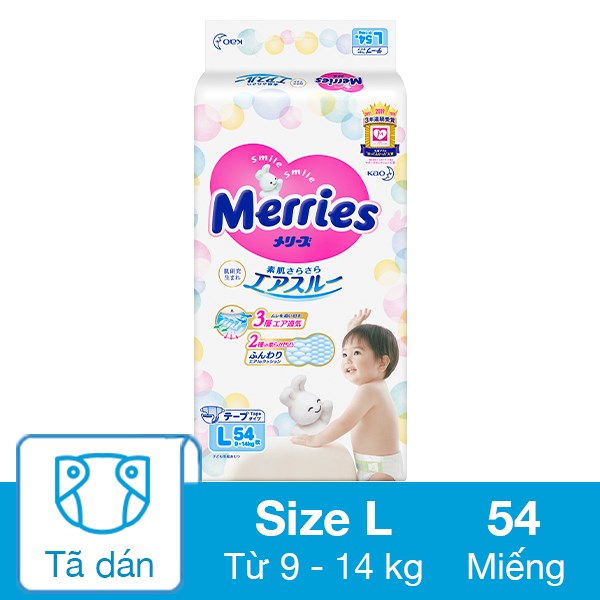 [🛒🇻🇳]Tã dán Merries size L 54 miếng (9 – 14 kg) – Merries , SKU – 236049 – avakids.com 🇻🇳🛒Top1Shop🛒 🇻🇳Top1Vietnam🇻🇳 🛍🛒🇻🇳