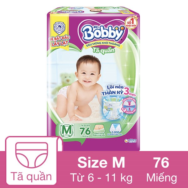 [🛒🇻🇳]Tã quần Bobby size M 76 miếng (6 – 11 kg) – Bobby , SKU – 194737 – avakids.com 🇻🇳🛒Top1Shop🛒 🇻🇳Top1Vietnam🇻🇳 🛍🛒🇻🇳