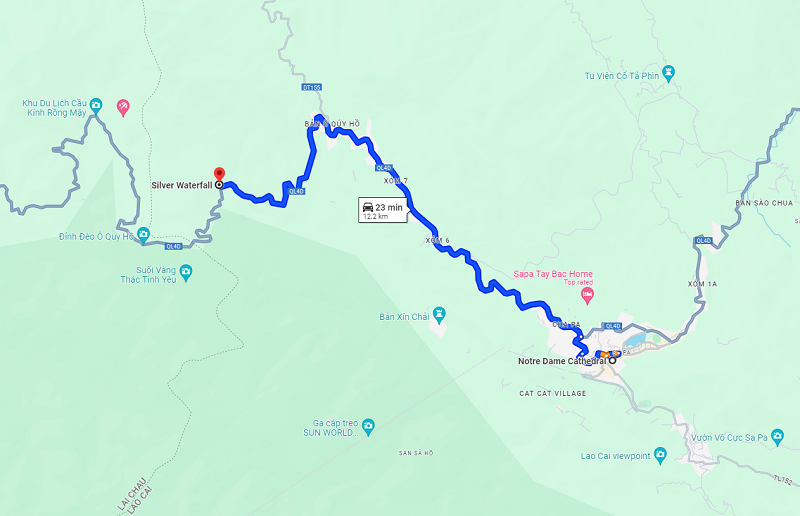 Hướng dẫn cách di chuyển tới Thác Bạc Sapa