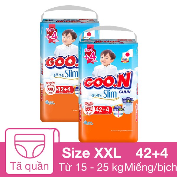 [🛒🇻🇳]Combo 2 tã quần GOO.N Slim size XXL 42 + 4 miếng/bịch (15 – 25 kg) – GOO.N , SKU – 324293 – avakids.com 🇻🇳🛒Top1Shop🛒 🇻🇳Top1Vietnam🇻🇳 🛍🛒🇻🇳