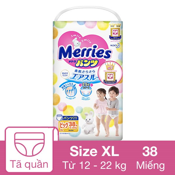[🛒🇻🇳]Tã quần Merries size XL 38 miếng (12 – 22 kg) – Merries , SKU – 81467 – avakids.com 🇻🇳🛒Top1Shop🛒 🇻🇳Top1Vietnam🇻🇳 🛍🛒🇻🇳