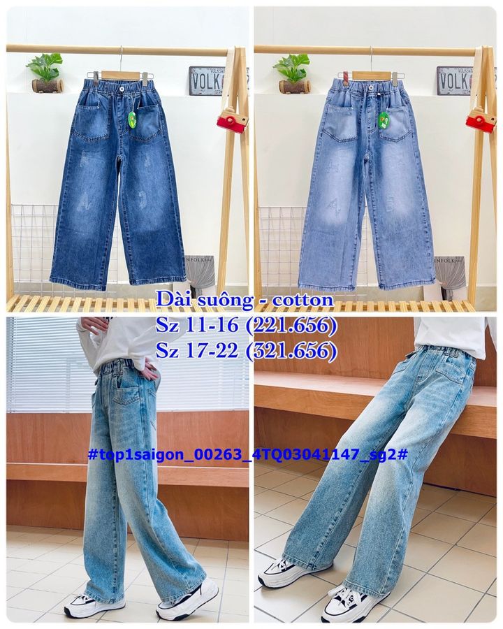 [🆕🇻🇳] Phân Phối – Bán Buôn – Bán Sỉ Vkids 😎❤️️⭐️ – Buôn_sỉ_SG Quần jean bé gái, dài suông, chất jean cotton mềm mát, wat màu đẹp, si …