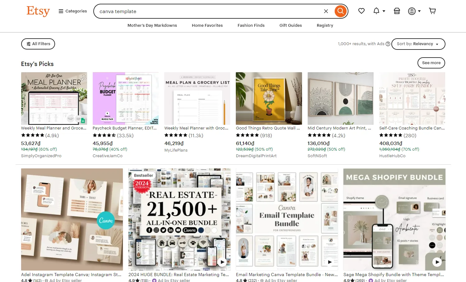 Bán template tự thiết kế bằng Canva trên Etsy