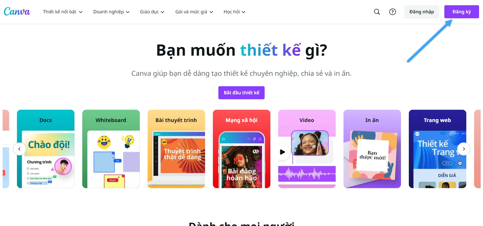 Đăng ký tài khoản Canva