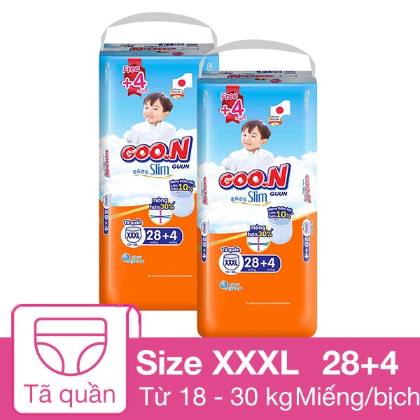 [🛒🇻🇳]Combo 2 tã quần GOO.N Slim size XXXL 28 + 4 miếng/bịch (18 – 30 kg) – GOO.N , SKU – 324294 – avakids.com 🇻🇳🛒Top1Shop🛒 🇻🇳Top1Vietnam🇻🇳 🛍🛒🇻🇳