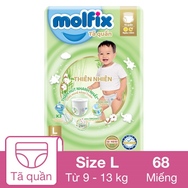 [🛒🇻🇳]Tã quần Molfix thiên nhiên size L 68 miếng (9 – 13 kg) – Molfix , SKU – 263008 – avakids.com 🇻🇳🛒Top1Shop🛒 🇻🇳Top1Vietnam🇻🇳 🛍🛒🇻🇳