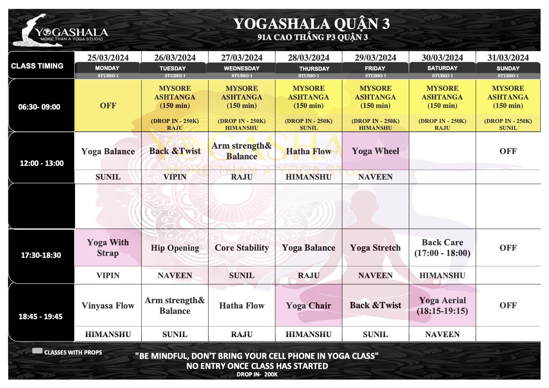 [🆕🇻🇳] YOGA SHALA – Bậc thầy ẤN ĐỘ – Đẳng cấp YOGA 🧘 Top1Yoga 🧘 LỊCH TẬP TỪ 25.03.2024- 31.03.2024

Yogashala xin gửi Quý hội viên lịch học tại trung tâm vào tuần sau. 
Quý hội viên vui lòng theo dõi lịch học được cập n , shares-0✔️ , likes-17❤️️ , date-2024-03-24 11:22:39🇻🇳🇻🇳🇻🇳📰🆕