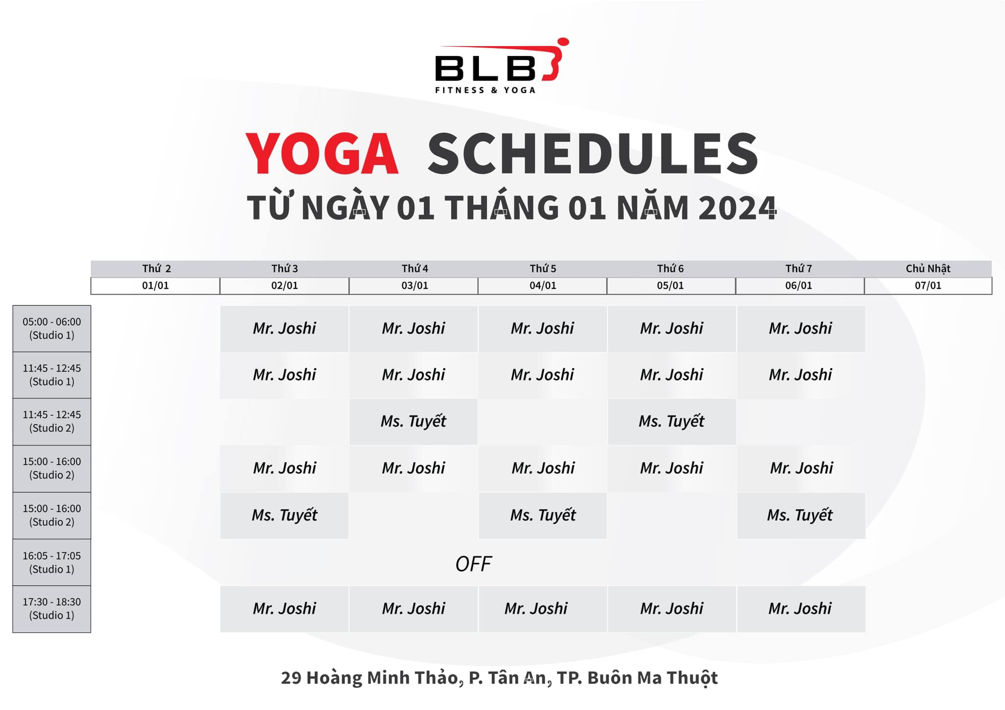 [🆕🇻🇳] B.L.B Fitness and Yoga 🧘 Top1Yoga 🧘 LỊCH TẬP YOGA MỚI TỪ NGÀY 02/01/2024

Lịch tập sẽ được cập nhật hàng tuần trên Fanpage BLB Fitness & Yoga. Quý Hội Viên hãy bấm Like và Theo Dõi fanpage để , shares-0✔️ , likes-6❤️️ , date-2024-01-01 14:15:41🇻🇳🇻🇳🇻🇳📰🆕