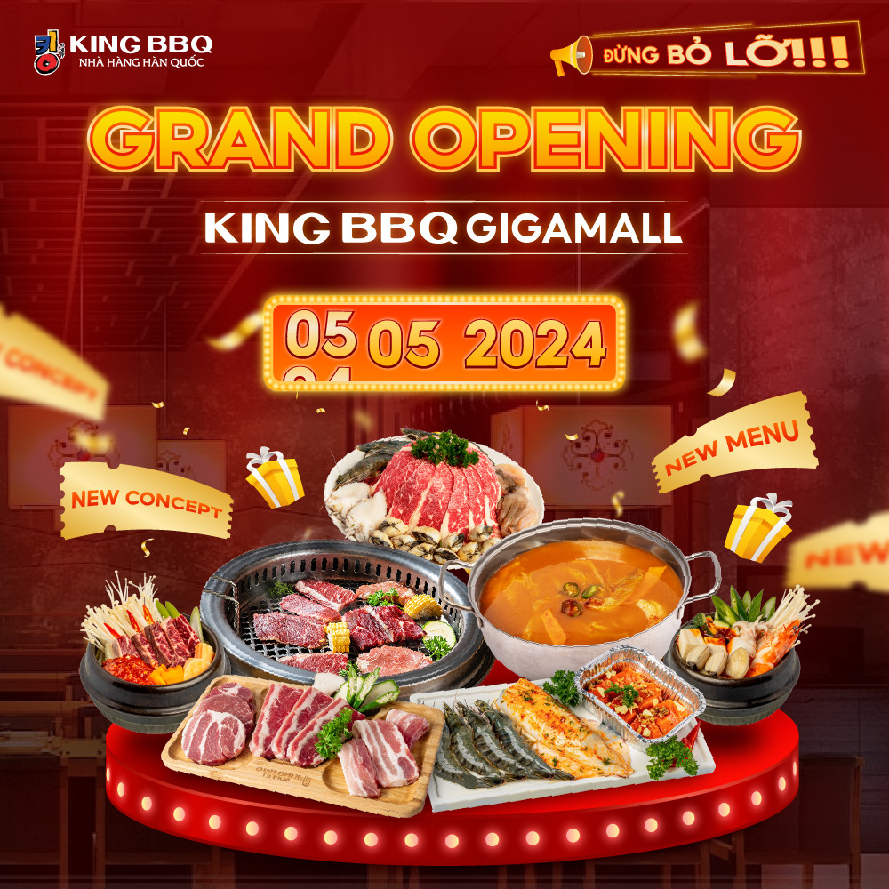 [🆕🇻🇳] King BBQ – Vietnam – Vua Nướng Hàn Quốc 🍔 Top1Food 🍜 [HCM]  𝐆𝐑𝐀𝐍𝐃 𝐎𝐏𝐄𝐍𝐈𝐍𝐆 𝐊𝐈𝐍𝐆 𝐁𝐁𝐐 𝐆𝐈𝐆𝐀𝐌𝐀𝐋𝐋 – ĐỪNG BỎ LỠ!!! 

 Sốc ngang: Mở bán chưa bao lâu, King BBQ Gigamall lại đang rục rịch chuẩn bị cho một màn khai trư , shares-12✔️ , likes-19K❤️️ , date-2024-05-03 04:45:02🇻🇳🇻🇳🇻🇳📰🆕