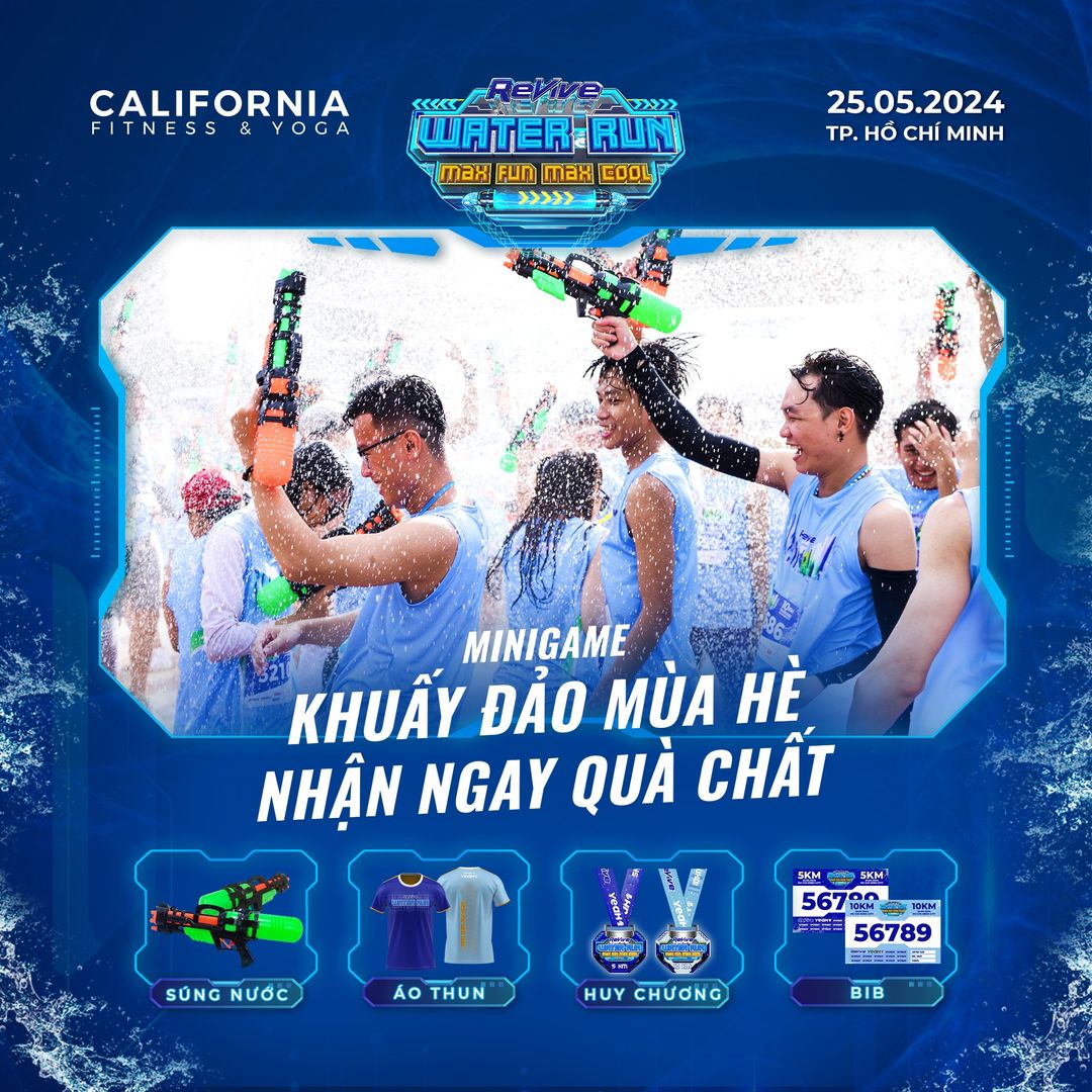 [🆕🇻🇳] California Fitness & Yoga Centers Vietnam 🏋️ Top1Gym 💪  KHUẤY ĐẢO MÙA HÈ – NHẬN NGAY QUÀ CHẤT 

Trong tháng 5 này, California Fitness và Revive Water Run 2024 sẽ mang tới cho các bạn đường chạy “ướt át” nhất nă , shares-44✔️ , likes-827❤️️ , date-2024-05-16 13:00:16🇻🇳🇻🇳🇻🇳📰🆕